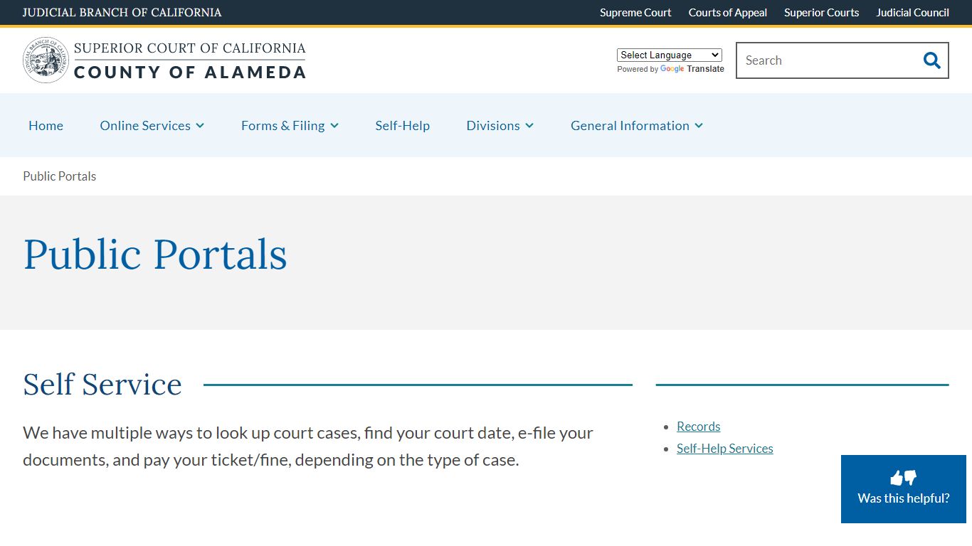 Public Portals | Superior Court of California | County of Alameda